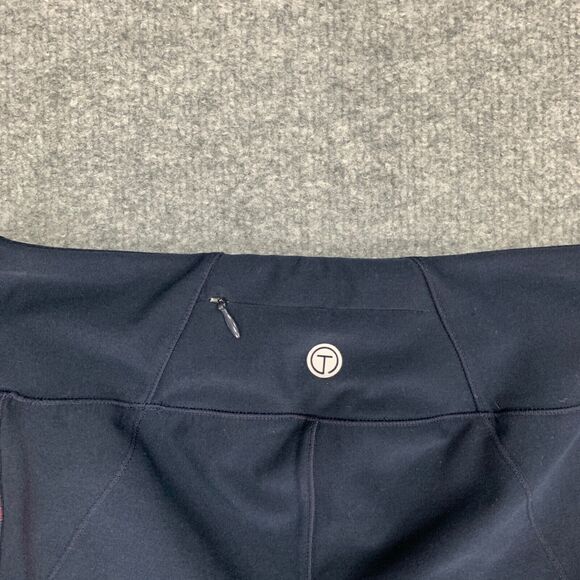 T By Talbots Leggings Women XS Extra Small Navy Hot Pink Side Print Pull On Crop - Picture 9 of 11